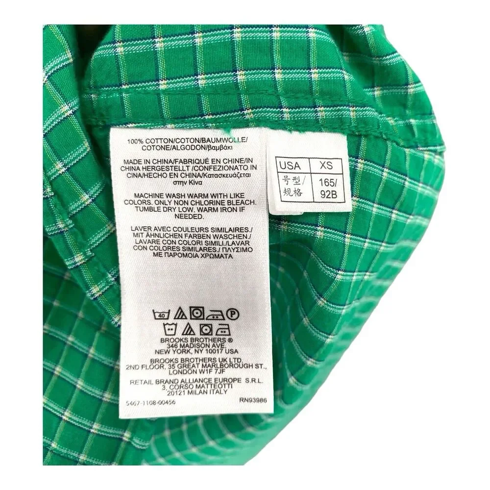 Brooks Brothers Men's Button Down‎ Short Sleeve Blue Check Shirt XS